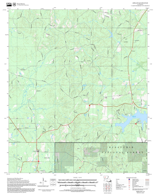 2025 Forest Service Topo Map of Ashland Louisiana