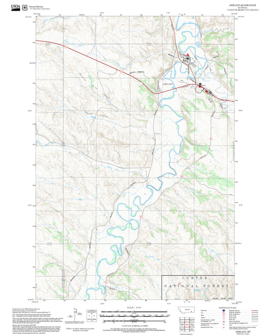2025 Forest Service Topo Map of Ashland Montana