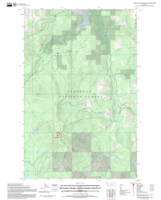 2025 Forest Service Topo Map of Ashley Mountain Montana