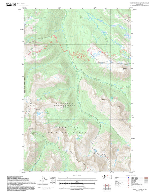 2025 Forest Service Topo Map of Ashnola Pass Washington