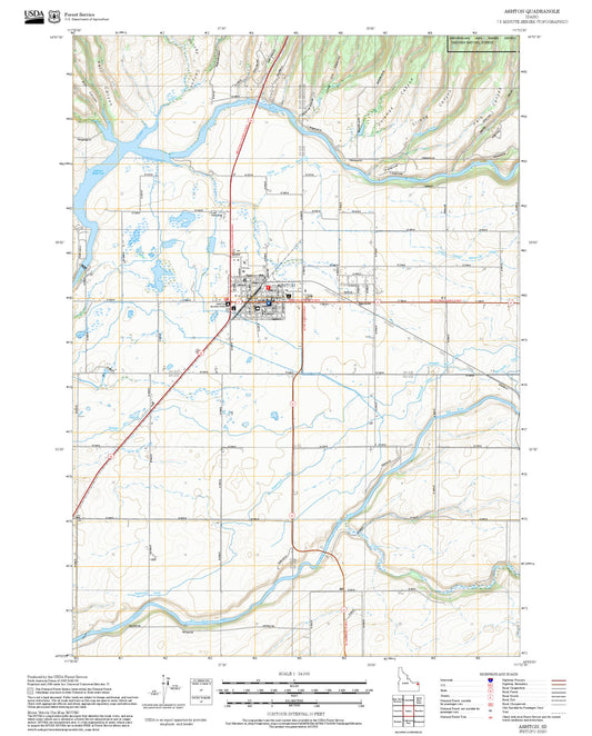 2025 Forest Service Topo Map of Ashton Idaho