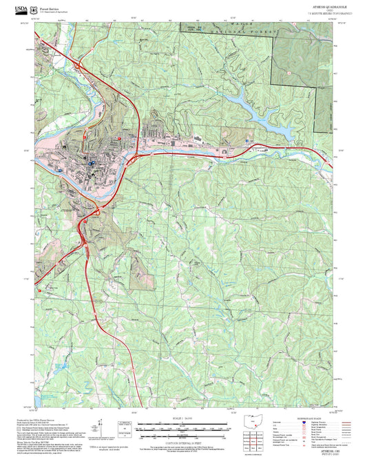 2025 Forest Service Topo Map of Athens Ohio