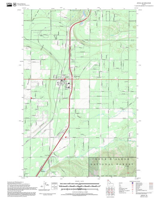 2025 Forest Service Topo Map of Athol Idaho