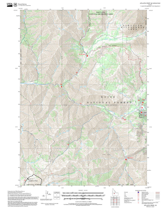 2025 Forest Service Topo Map of Atlanta West Idaho
