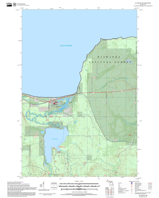 2025 Forest Service Topo Map of Au Train Michigan