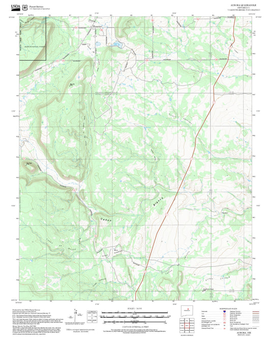 2025 Forest Service Topo Map of Aurora New Mexico