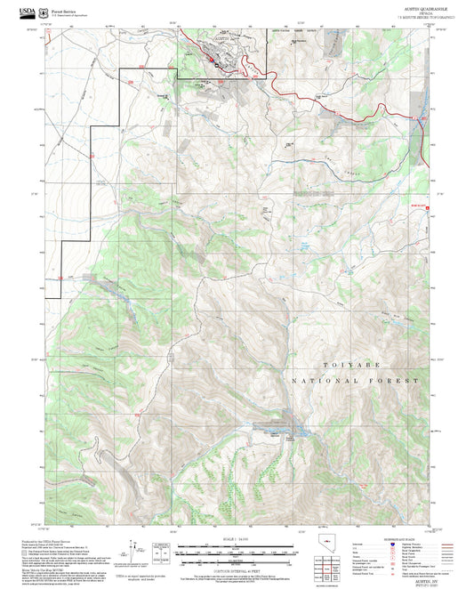 2025 Forest Service Topo Map of Austin Nevada