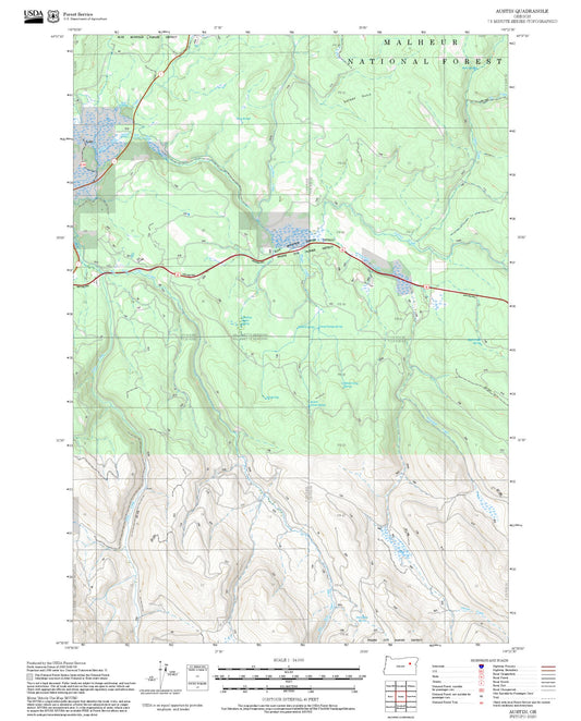 2025 Forest Service Topo Map of Austin Oregon