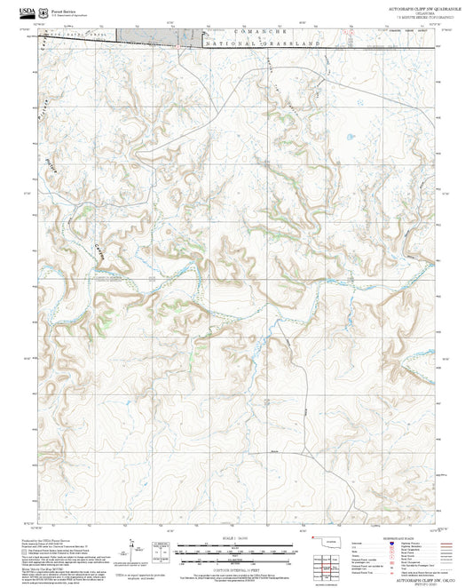 2025 Forest Service Topo Map of Autograph Cliff NW Oklahoma