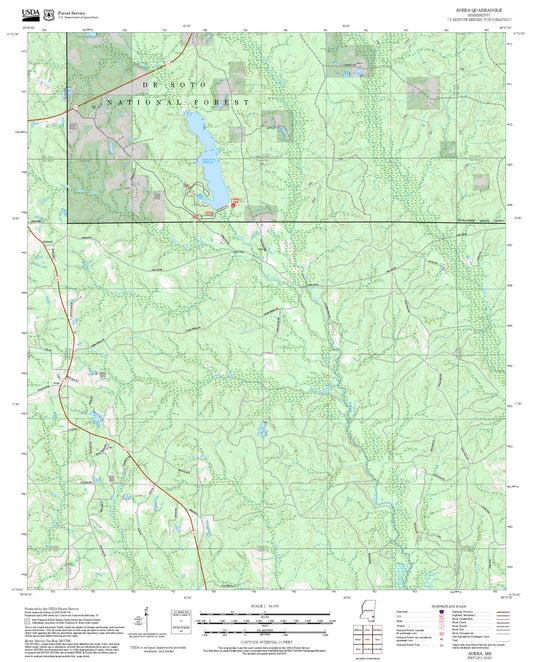 2025 Forest Service Topo Map of Avera Mississippi