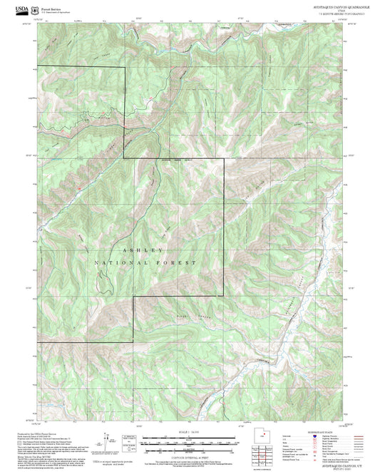 2025 Forest Service Topo Map of Avintaquin Canyon Utah