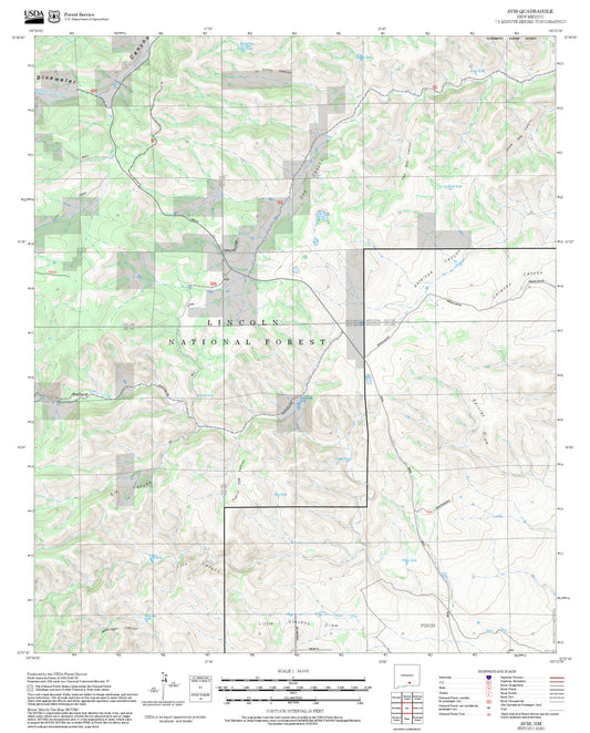 2025 Forest Service Topo Map of Avis New Mexico