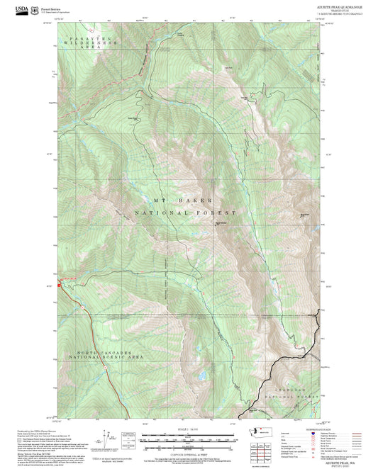2025 Forest Service Topo Map of Azurite Peak Washington