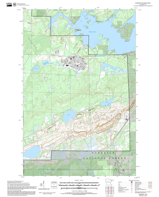 2025 Forest Service Topo Map of Babbitt Minnesota