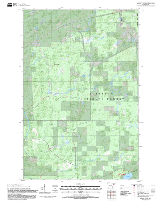 2025 Forest Service Topo Map of Babbitt SW Minnesota