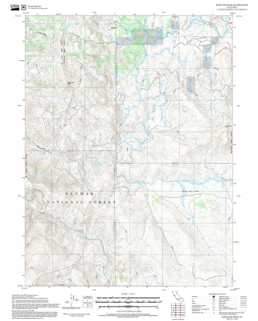 2025 Forest Service Topo Map of Babcock Peak California