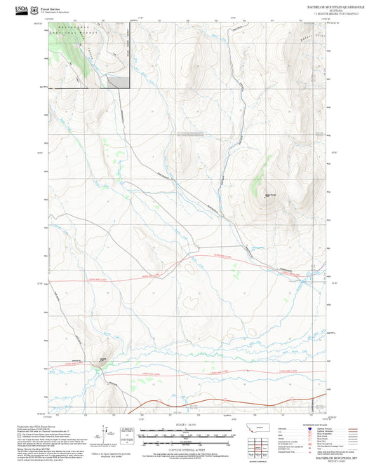 2025 Forest Service Topo Map of Bachelor Mountain Montana