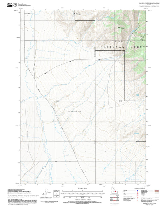 2025 Forest Service Topo Map of Badger Creek Idaho