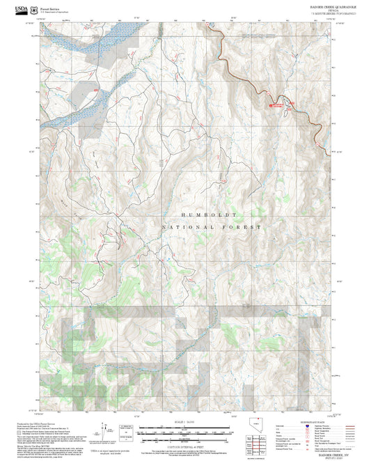 2025 Forest Service Topo Map of Badger Creek Nevada