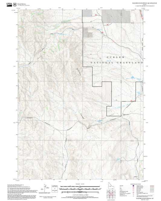 2025 Forest Service Topo Map of Badger Hole Spring Idaho