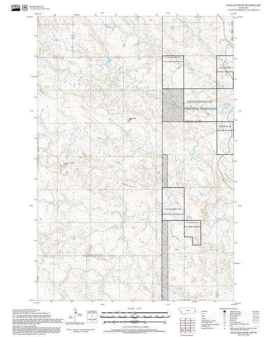 2025 Forest Service Topo Map of Badland Draw Montana