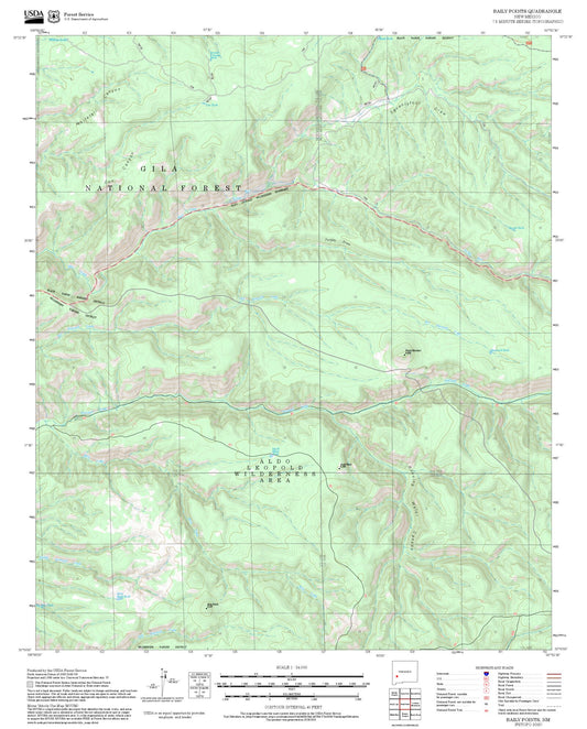 2025 Forest Service Topo Map of Baily Points New Mexico