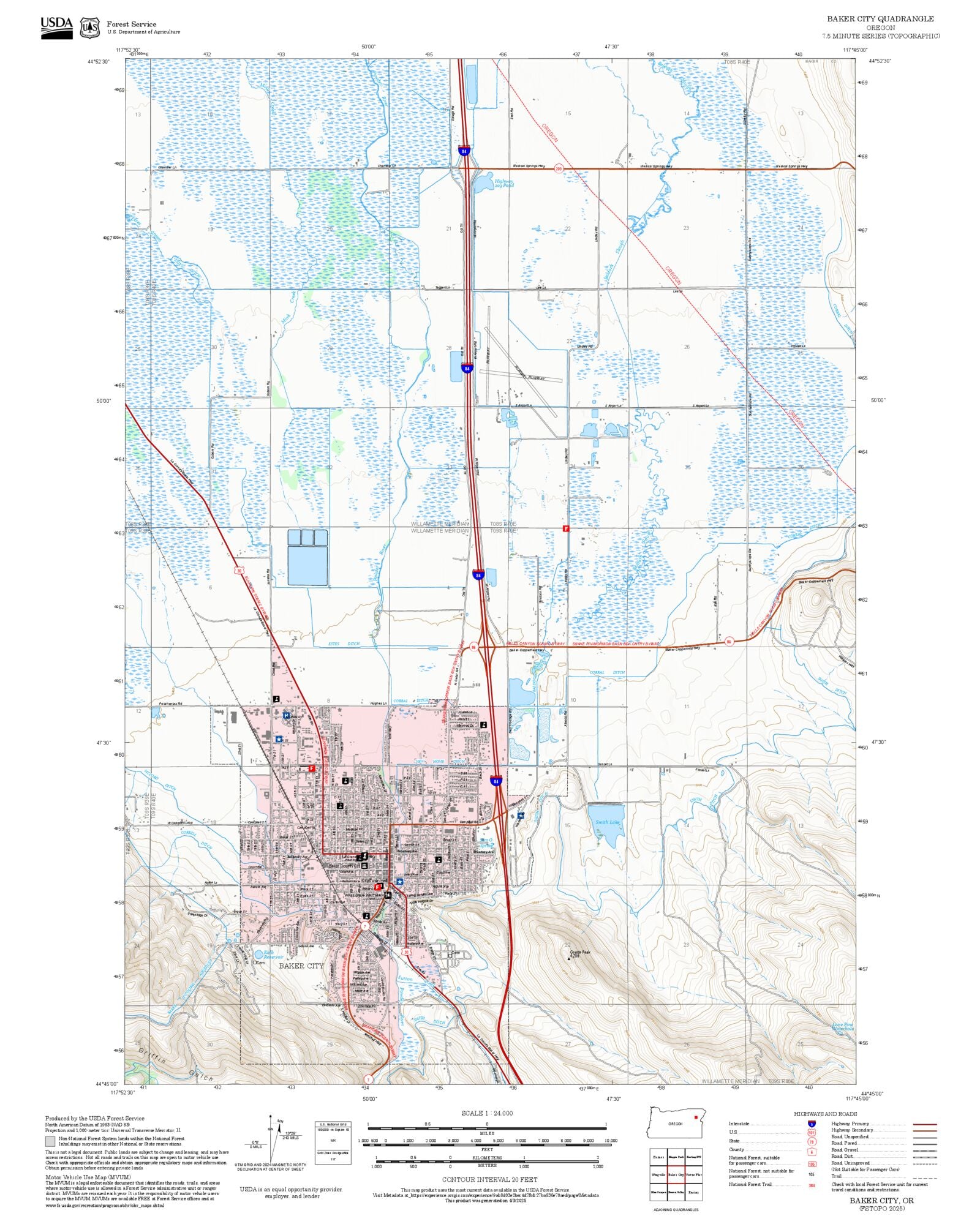 2025 Forest Service Topo Map of Baker City Oregon – MyTopo Map Store