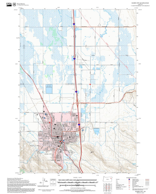 2025 Forest Service Topo Map of Baker City Oregon