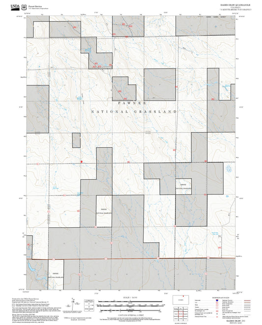 2025 Forest Service Topo Map of Baker Draw Colorado