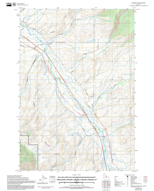 2025 Forest Service Topo Map of Baker Idaho