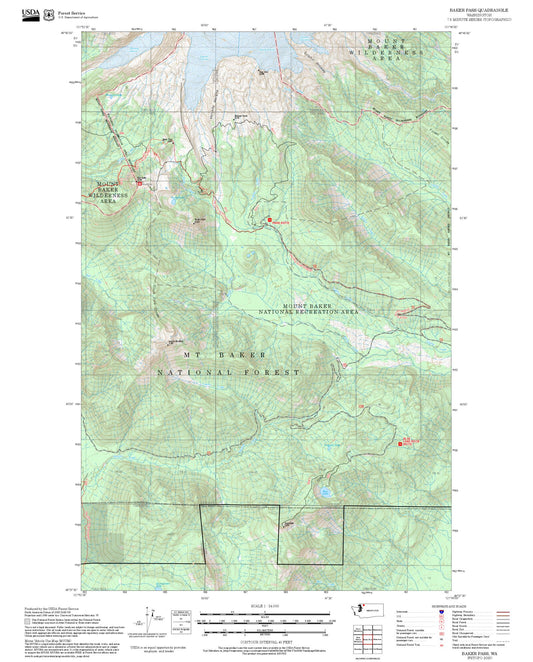 2025 Forest Service Topo Map of Baker Pass Washington
