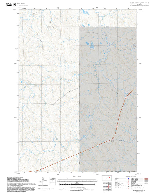 2025 Forest Service Topo Map of Baker Spring Wyoming