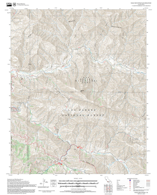 2025 Forest Service Topo Map of Bald Mountain California