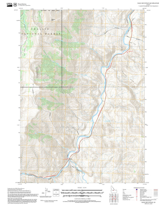 2025 Forest Service Topo Map of Bald Mountain Idaho