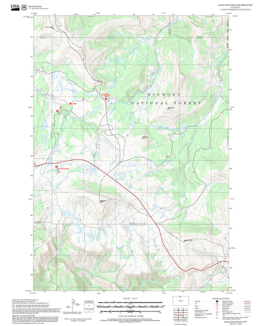2025 Forest Service Topo Map of Bald Mountain Wyoming