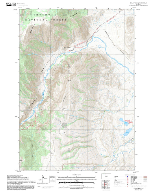 2025 Forest Service Topo Map of Bald Peak Wyoming