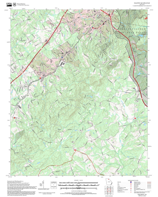 2025 Forest Service Topo Map of Baldwin Georgia