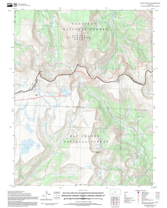 2025 Forest Service Topo Map of Baldy Cinco Colorado