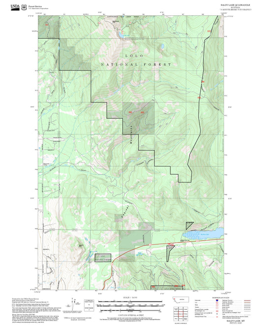 2025 Forest Service Topo Map of Baldy Lake Montana