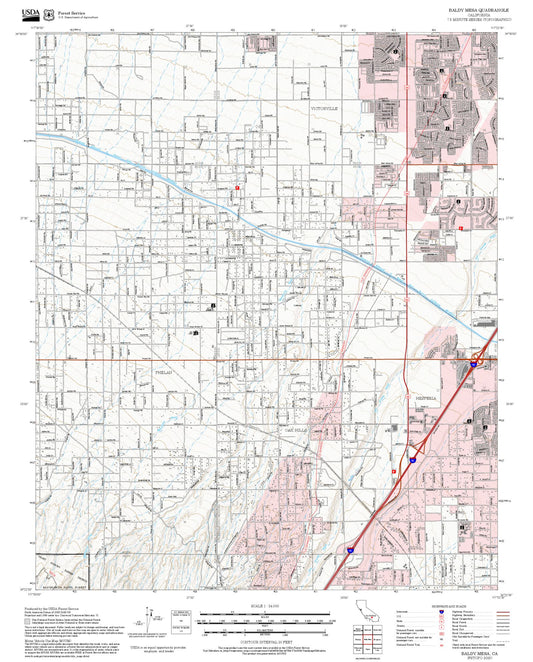 2025 Forest Service Topo Map of Baldy Mesa California