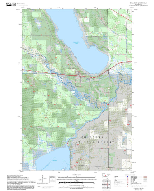 2025 Forest Service Topo Map of Ball Club Minnesota
