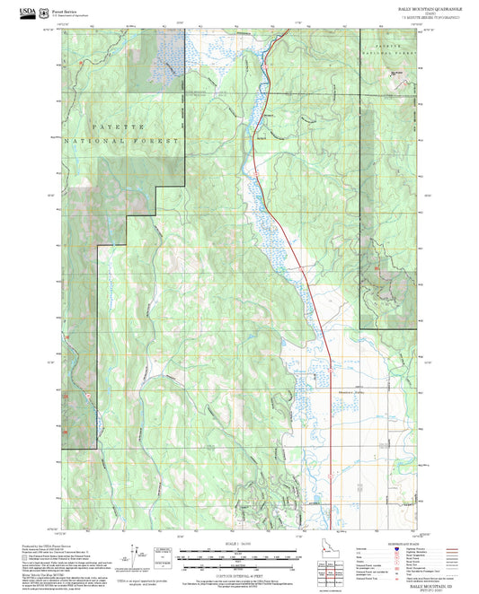 2025 Forest Service Topo Map of Bally Mountain Idaho