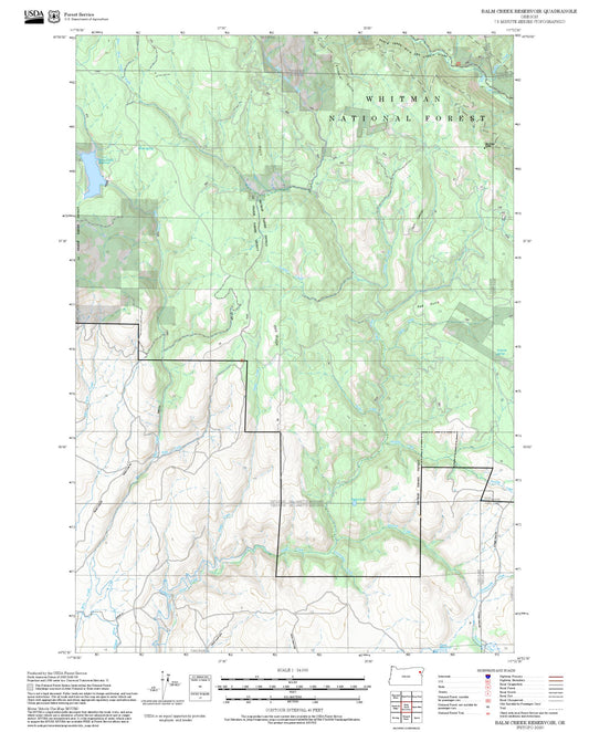 2025 Forest Service Topo Map of Balm Creek Reservoir Oregon