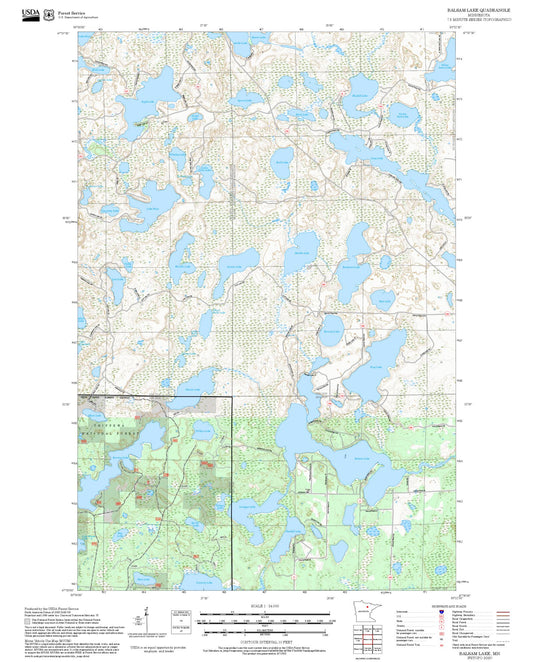 2025 Forest Service Topo Map of Balsam Lake Minnesota