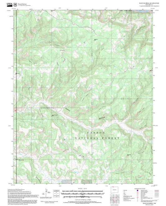 2025 Forest Service Topo Map of Bancos Mesa New Mexico