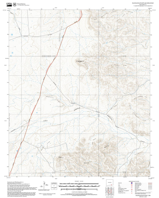 2025 Forest Service Topo Map of Bandanna Point New Mexico