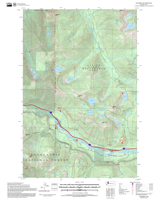 2025 Forest Service Topo Map of Bandera Washington