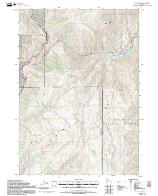 2025 Forest Service Topo Map of Banks Idaho