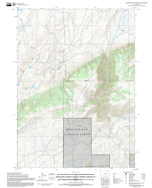 2025 Forest Service Topo Map of Banner Mountain Wyoming