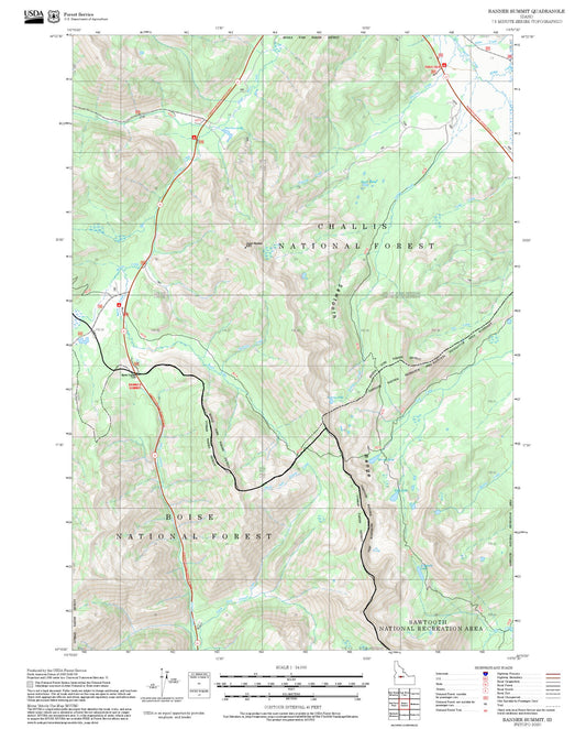 2025 Forest Service Topo Map of Banner Summit Idaho